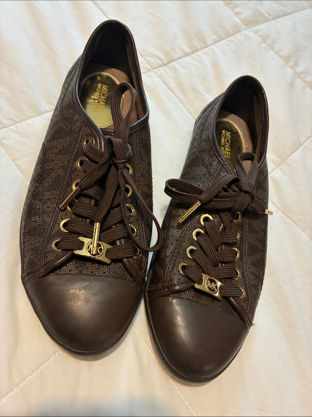 Michael Kors Dark Brown Logo Lace-Up Sneakers